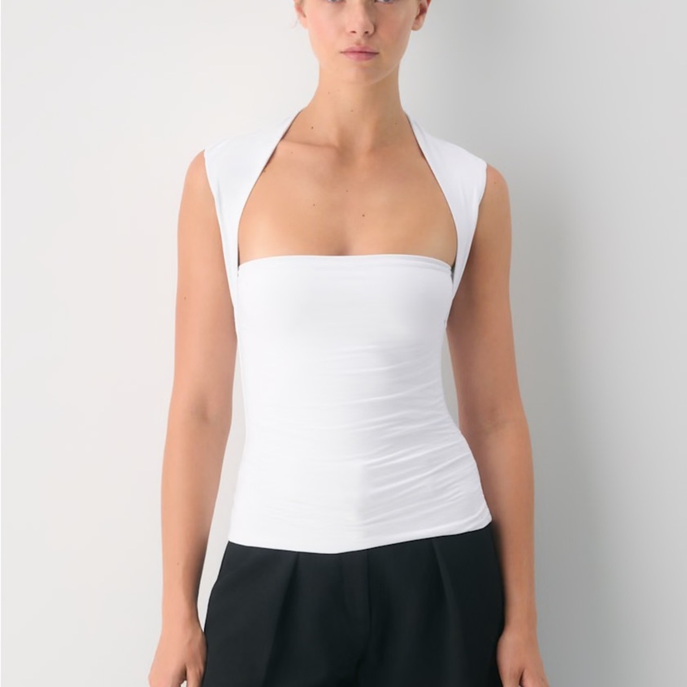 Aritzia White Contour Flourish Top